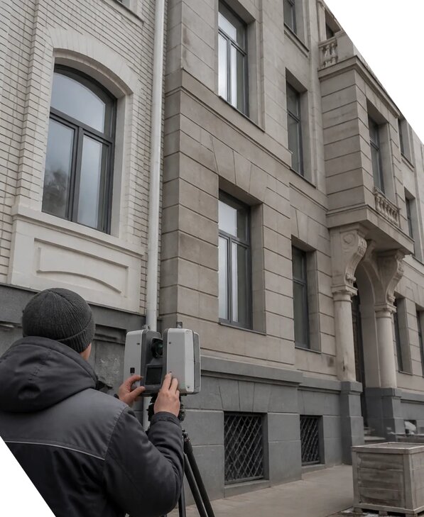 Лазерное сканирование фасадов зданий для обследования в Миассе